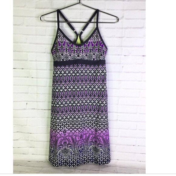 ** Athleta Shorebreak Activewear Swim Dress Racer Back Purple Bombay Print Sz XS - Picture 1 of 10